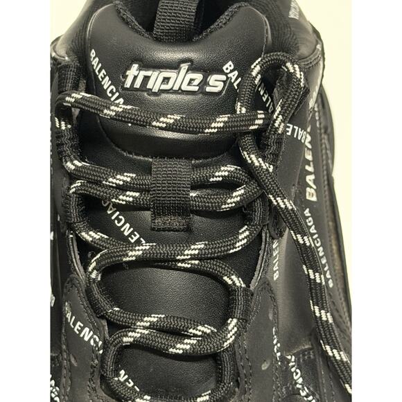 Balenciaga All Over Triple S Black Logo Lace Low Top Sneakers Men’s Us 10 EU 43 main image 6